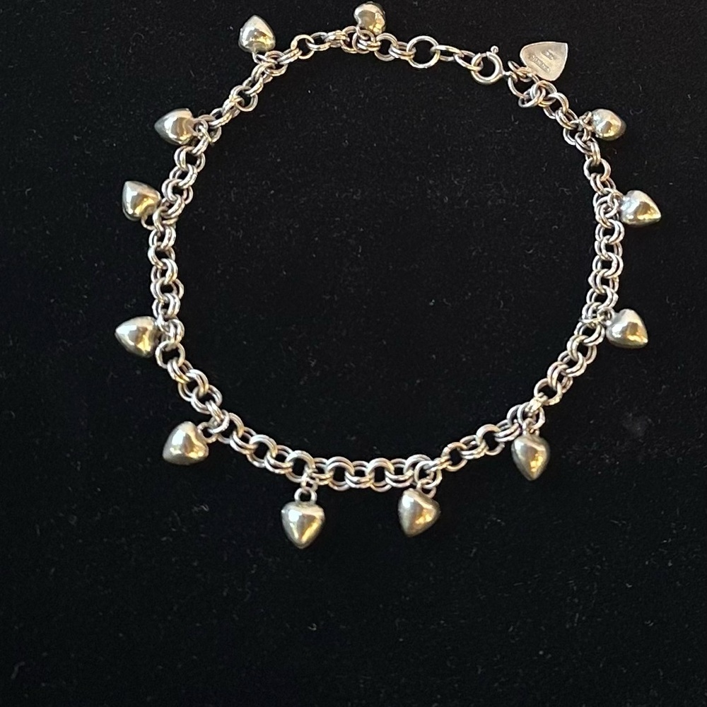 Silver Heart Charm Anklet